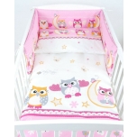 Laste voodipesukomplekt 100x135 (roosad öökullid)